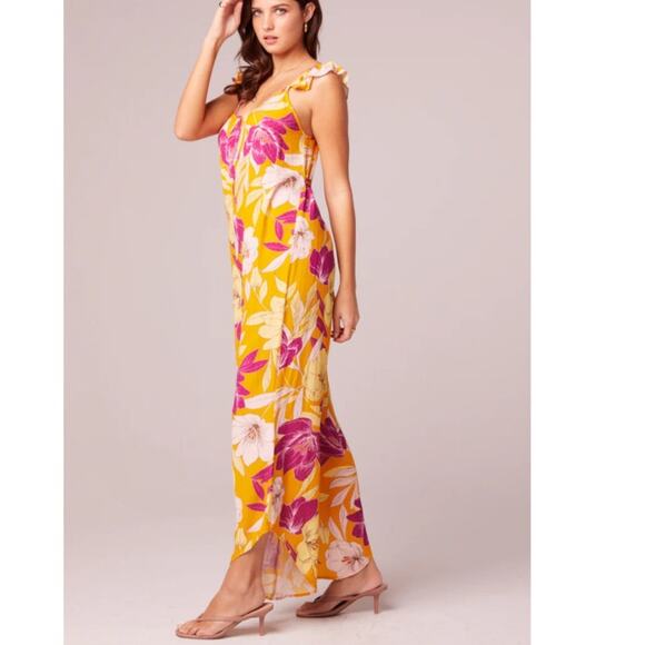 BAND OF THE FREE EUPHORIA‎ GOLD FUCHSIA FLORAL WIDE LEG JUMPSUIT M-NEW - Picture 5 of 6